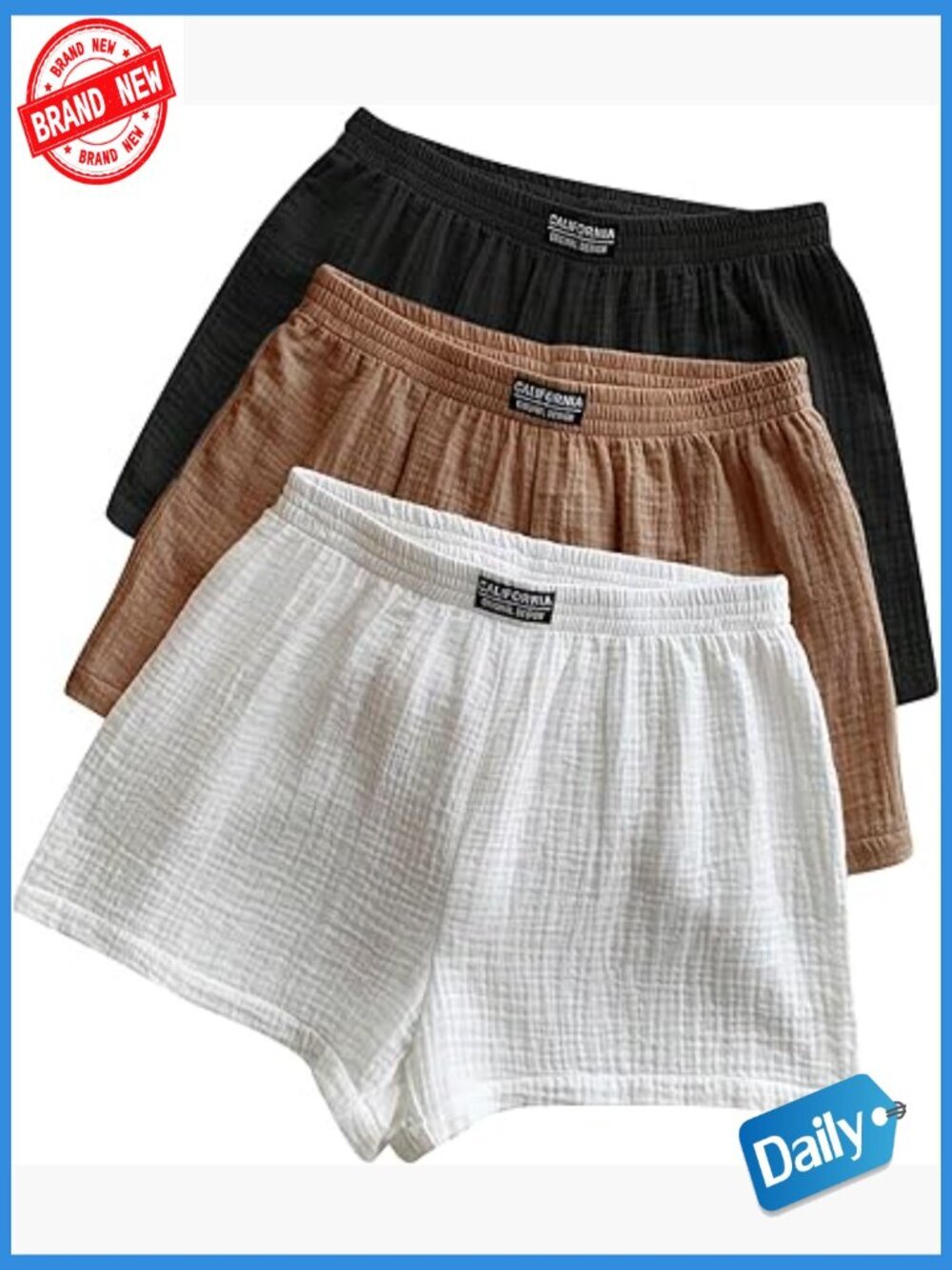 Women's 3 Pack Elastic Waist Wide Leg Casual Shorts Set Summer